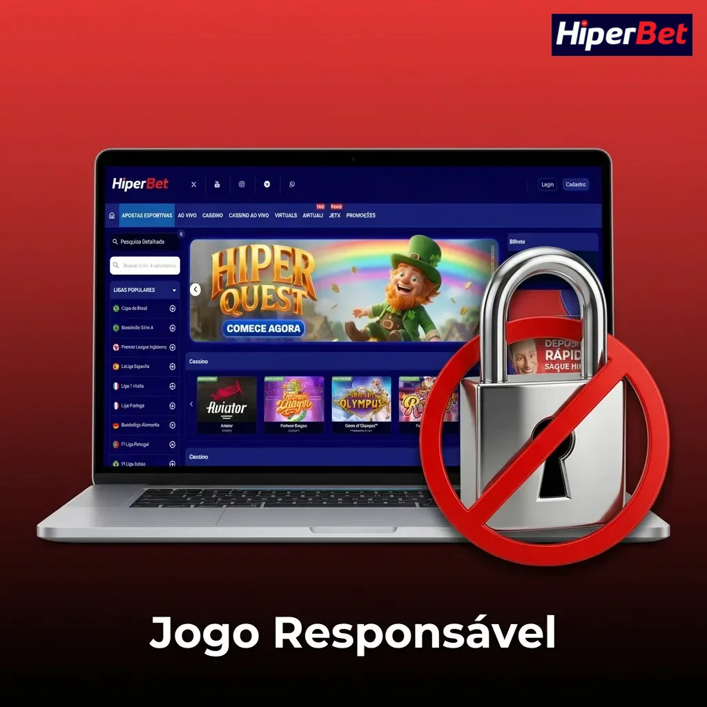 Ilustração sobre jogo responsável com dicas: orçamento, limites, pausas, segurança da conta e autoexclusão.